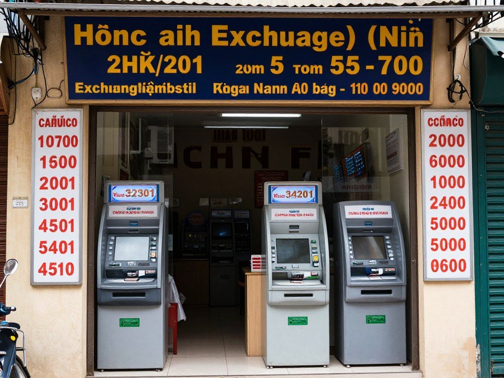 ATM machines and currency exchange shop in Hanoi