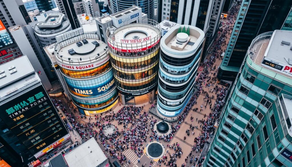 Aerial view of Causeway Bay shopping district, a retail hub in a Hong Kong travel guide