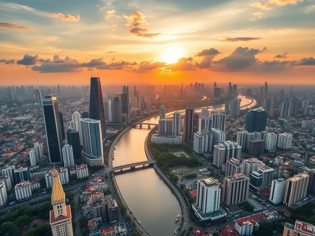 Aerial view of Ho Chi Minh City skyline with Saigon River - Vietnam Travel Guide
