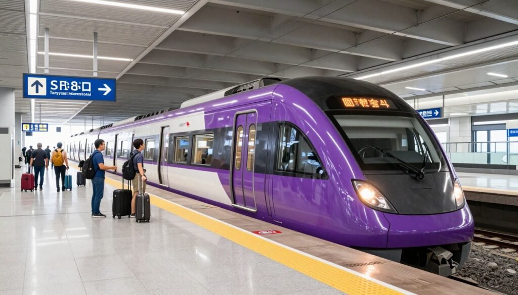 Airport MRT train at Taoyuan International Airport station Airport MRT train at Taoyuan International Airport station