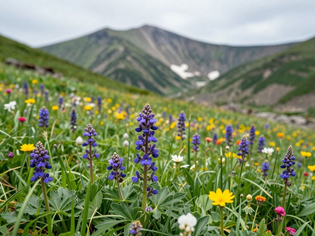 Alpine flowers blooming in Daisetsuzan mountains