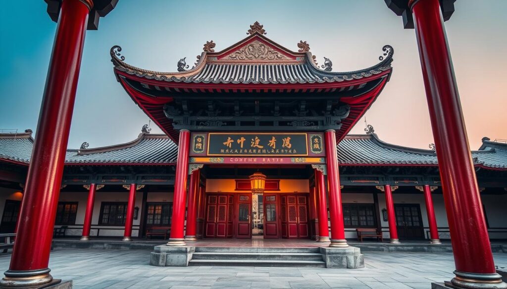 Ancient Confucian Temple in Tainan with traditional Chinese architecture
