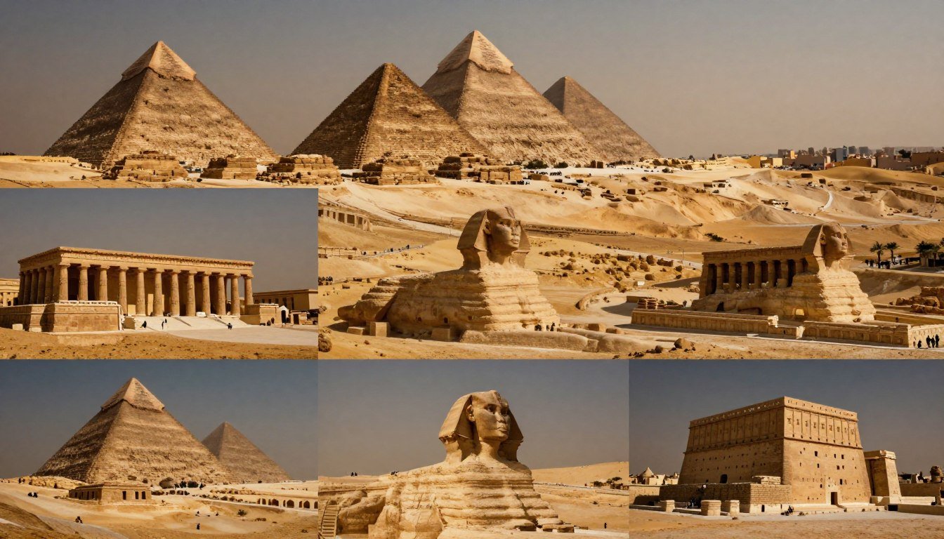 Ancient ruins and historical monuments from around the world showcasing diverse architectural heritage