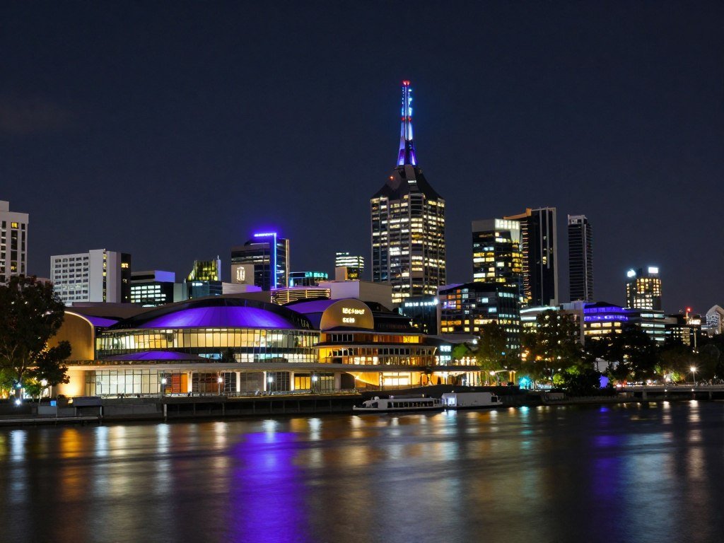 Arts Centre Melbourne spire at night