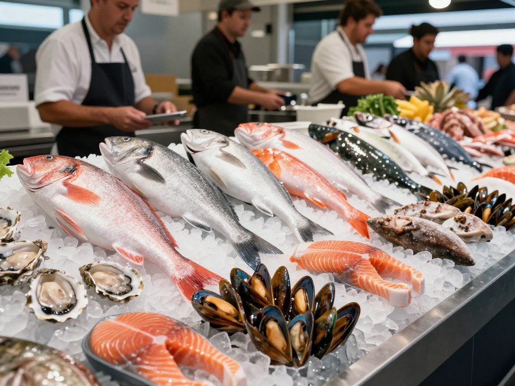 Auckland Fish Market fresh seafood display