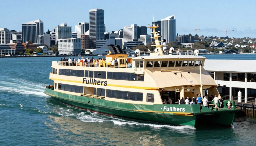 Auckland ferry departing downtown terminal