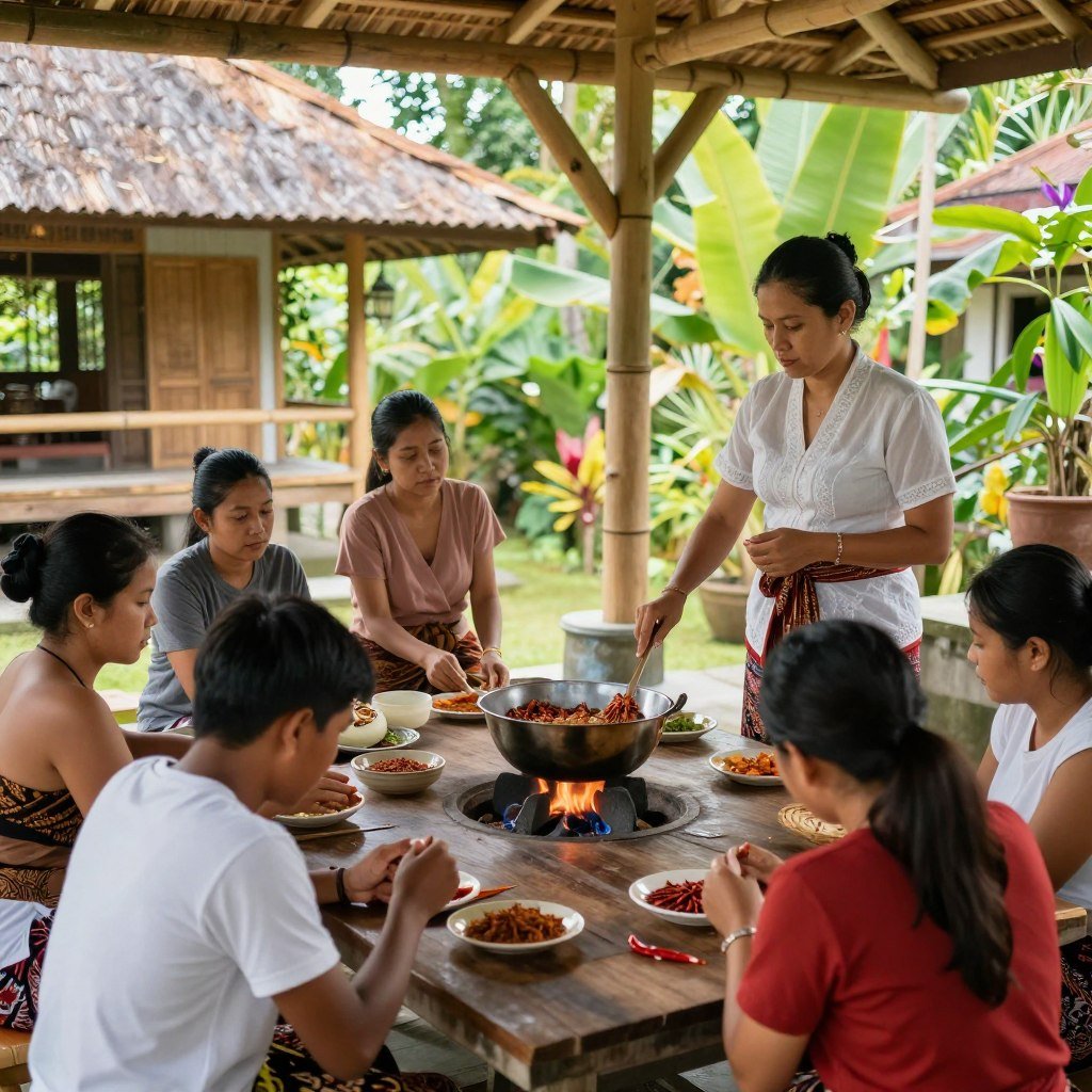 Balinese cooking class in traditional compound