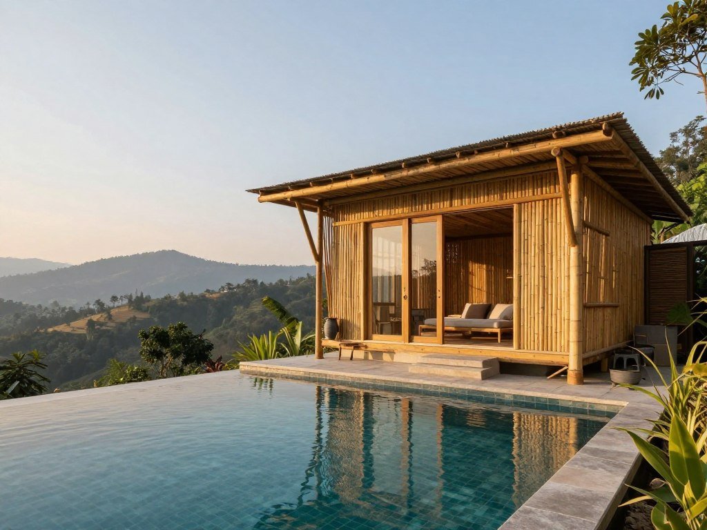Bamboo eco-resort Chiang Mai sustainable accommodation mountain view