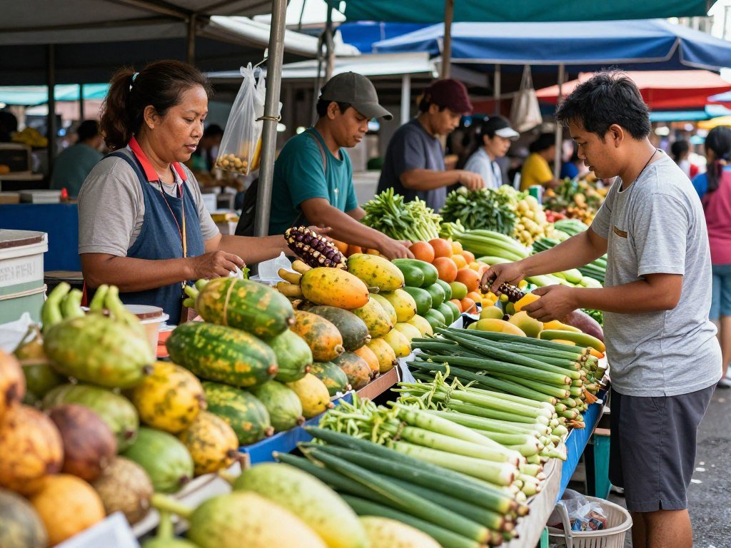 Bangkok fresh market with produce