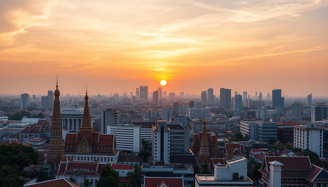 Bangkok skyline during sunset in the cool season - Complete travel guide to Bangkok