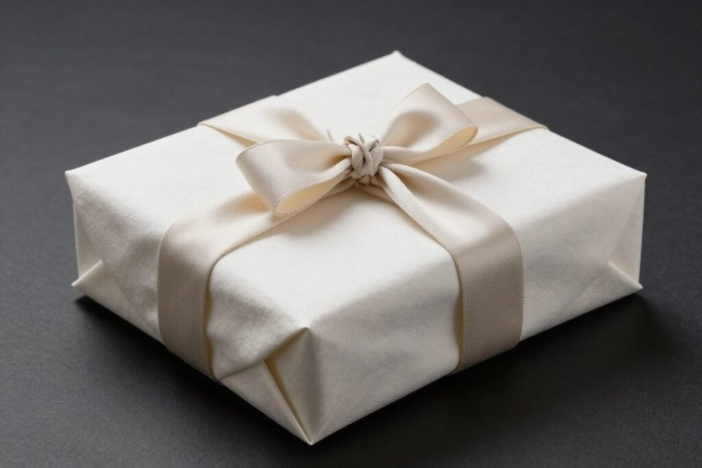 Beautifully wrapped Japanese gift with traditional paper