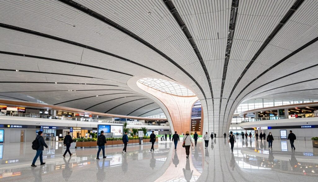Beijing Daxing International Airport modern terminal interior Beijing Daxing International Airport modern terminal interior