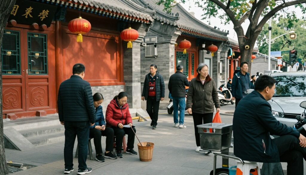 Beijing street scene showing daily life and traditional culture Beijing street scene showing daily life and traditional culture