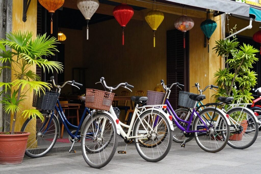 Bicycles parked outside shop in Hoi An ancient town