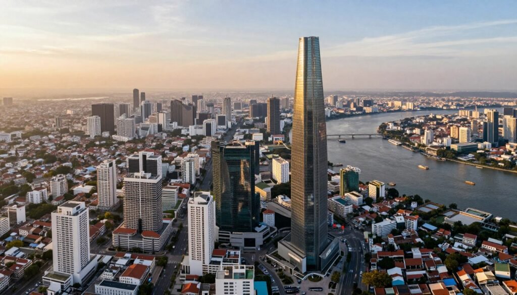 Bitexco Financial Tower aerial view Ho Chi Minh