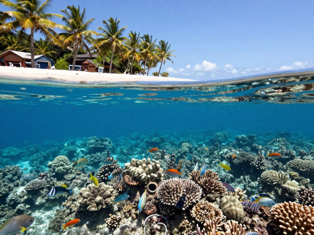Blue Lagoon Padang Bai with coral reefs and clear water