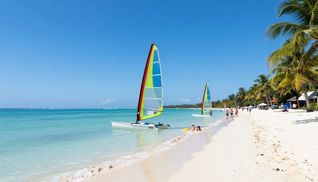 Boracay Island during dry season with clear blue skies and calm seas