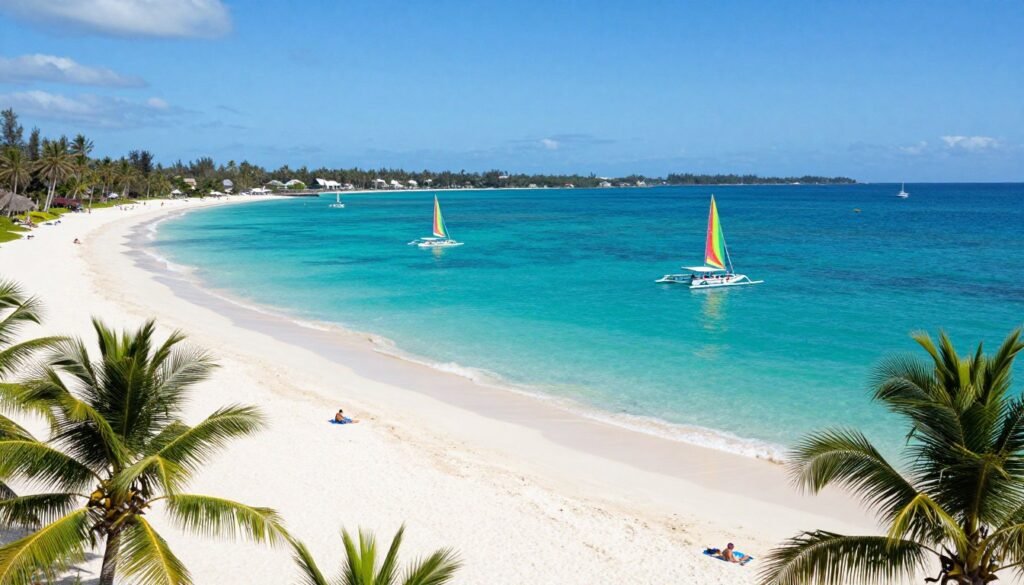 Boracay White Beach panoramic view with powder sand and turquoise water