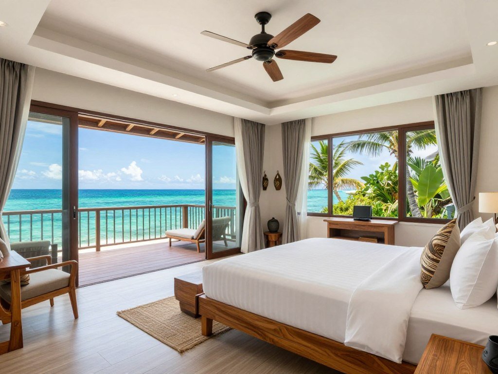 Boutique beach resort room with ocean view balcony in Boracay