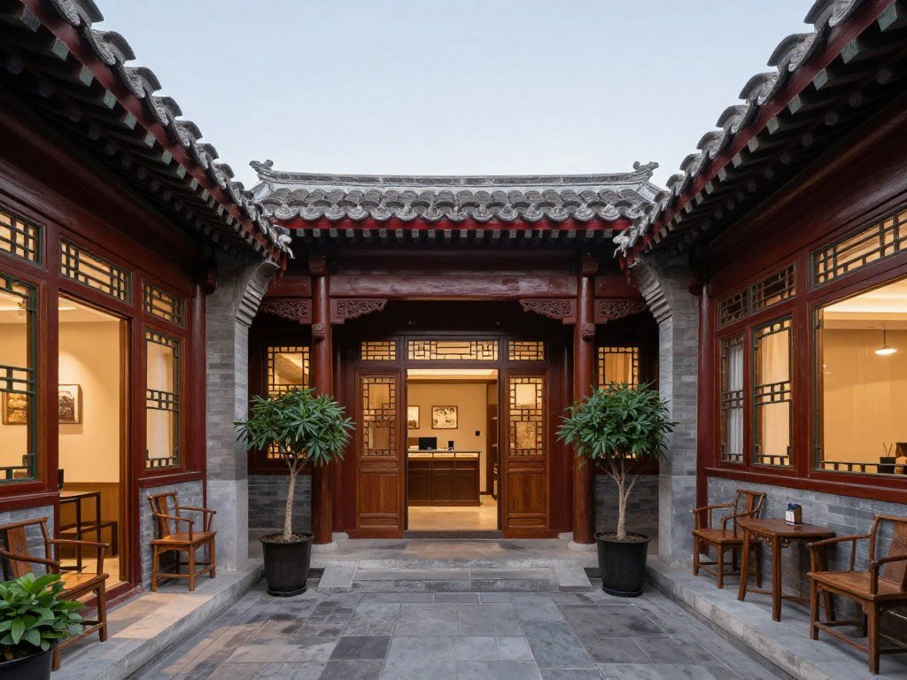 Boutique hotel courtyard in traditional Beijing hutong Boutique hotel courtyard in traditional Beijing hutong