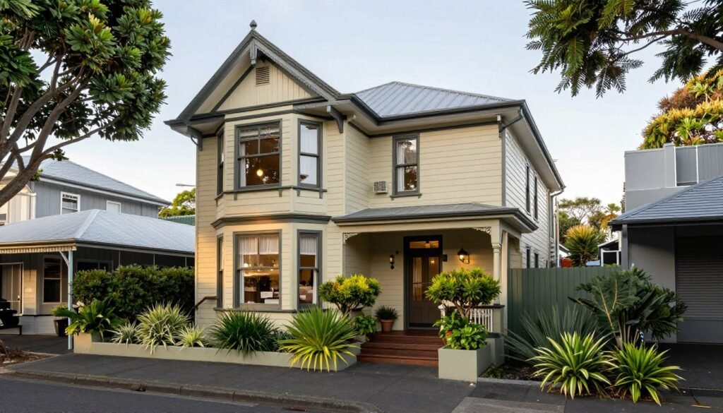 Boutique hotel exterior in Ponsonby neighborhood