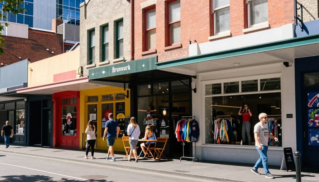 Brunswick Street Fitzroy with cafes and shops