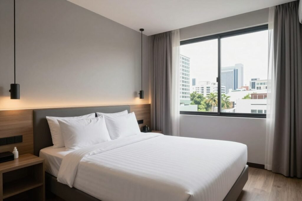 Budget hotel in local Bangkok neighborhood