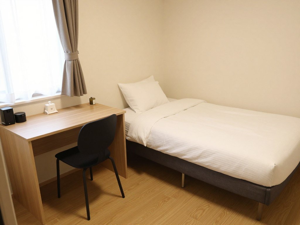 Budget hotel room in Shinjuku with basic amenities