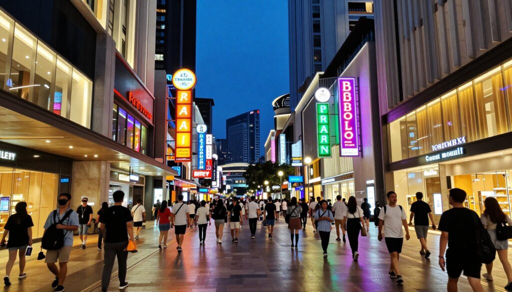 Bukit Bintang shopping district at night in Kuala Lumpur