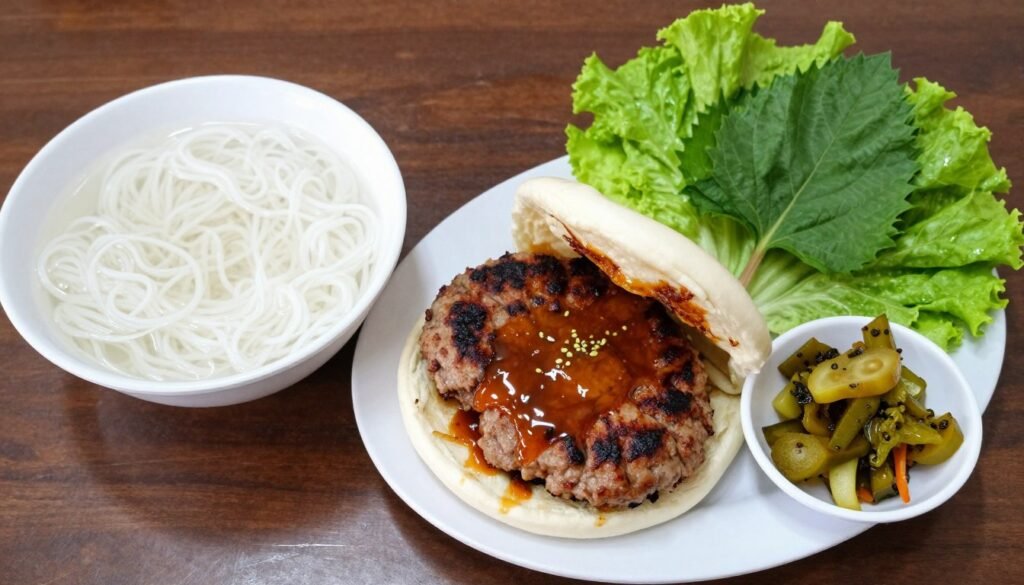 Bun cha with grilled pork patties and dipping sauce