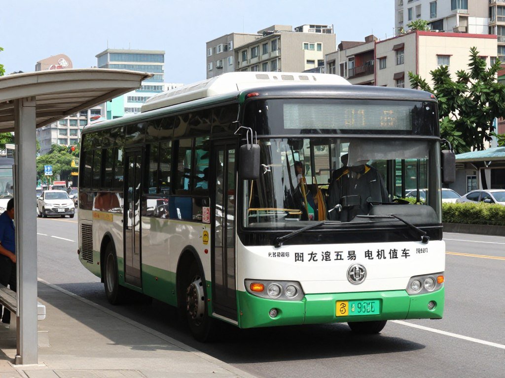 Bus 965 waiting at Taipei Main Station bus stop with route number clearly visible