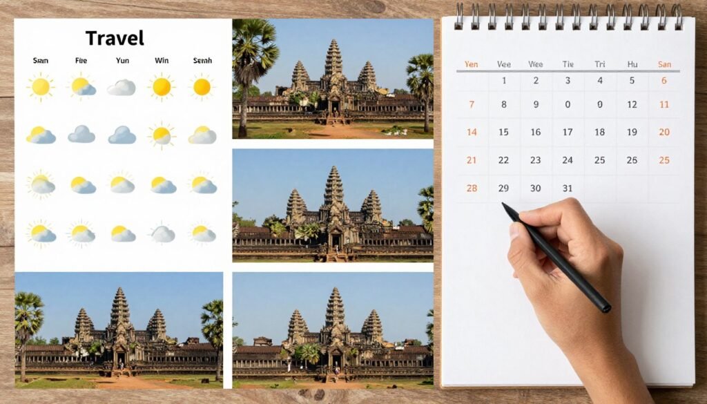 Calendar and weather planning for Siem Reap travel throughout year Calendar and weather planning for Siem Reap travel throughout year