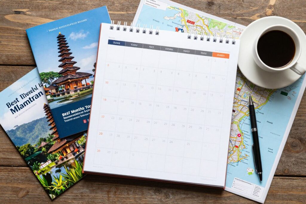 Calendar planning for Bali trip with seasonal notes
