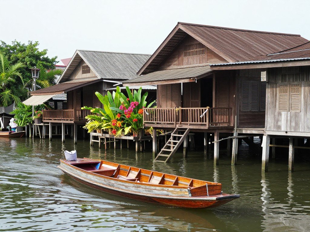 Canal community in outer Bangkok district