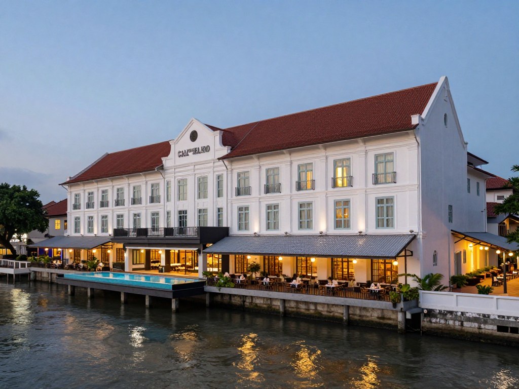 Casa del Rio Melaka hotel riverside view with heritage buildings