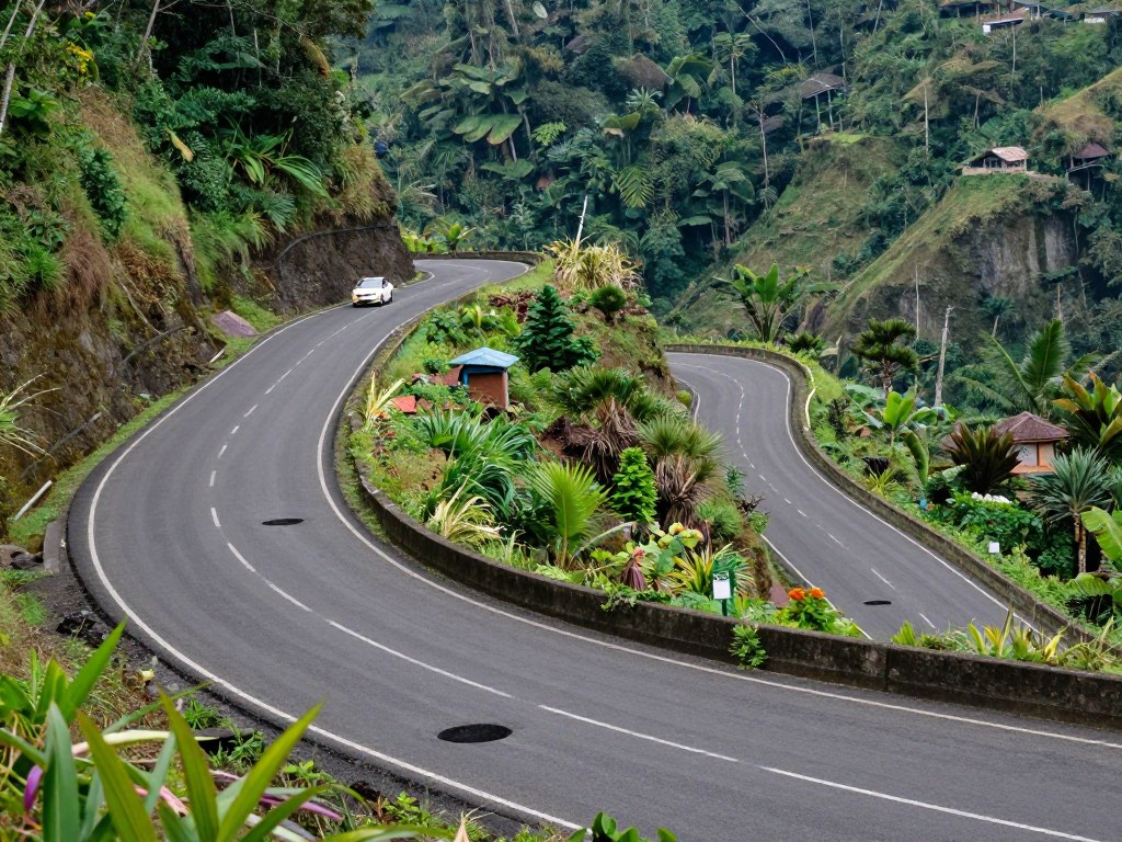Challenging mountain road in Bali leading to hidden gems