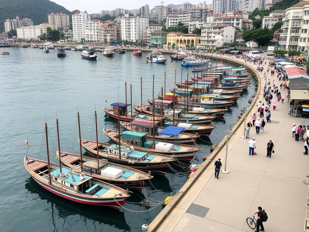 Cheung Chau Island with traditional fishing boats, a day trip suggestion in a Hong Kong travel guide