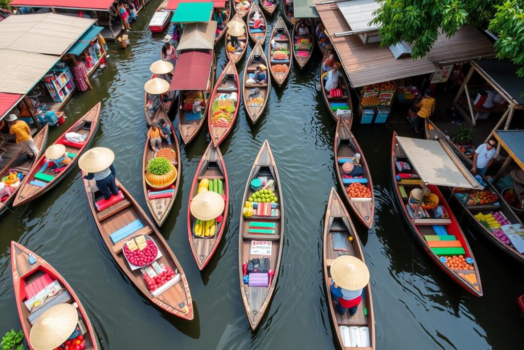 Colorful boats at Damnoen Saduak Floating Market - Complete travel guide to Bangkok