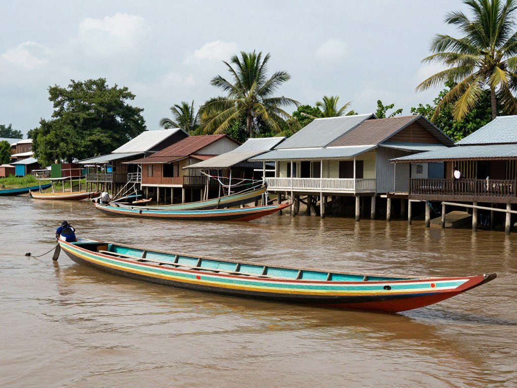 Colorful boats on Rajang River in Sibu