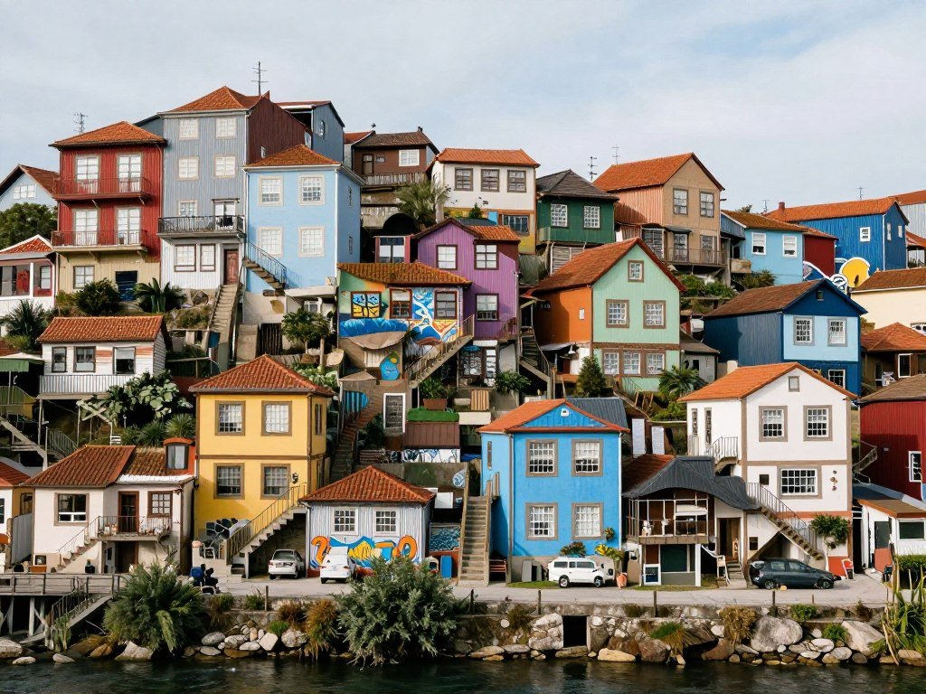 Colorful buildings of Treasure Hill Artist Village on hillside Colorful buildings of Treasure Hill Artist Village on hillside