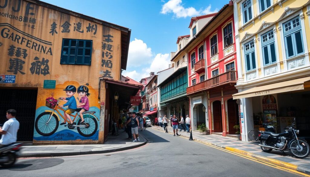 Colorful street art and heritage buildings in George Town, Penang - Malaysia travel guide