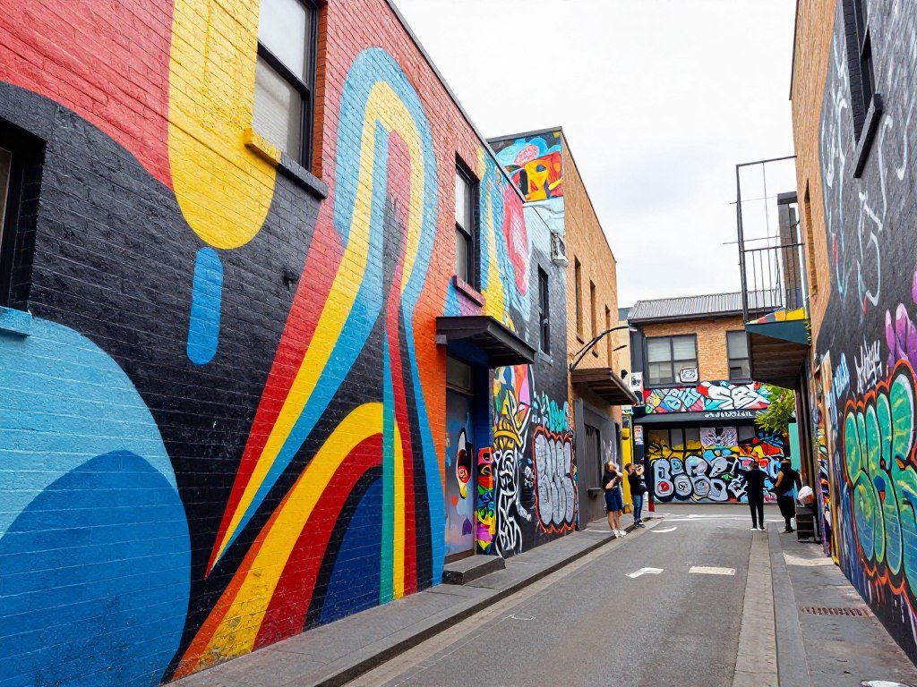 Colorful street art in Melbourne's famous Hosier Lane
