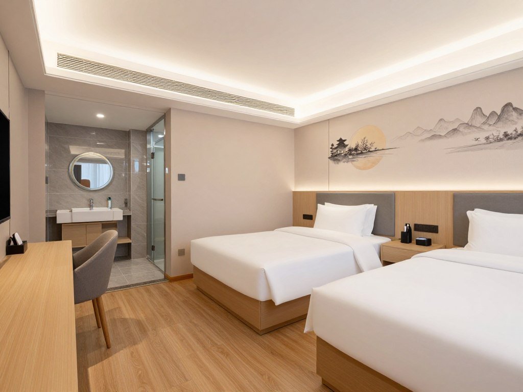 Comfortable mid-range hotel room in Xi'an city center