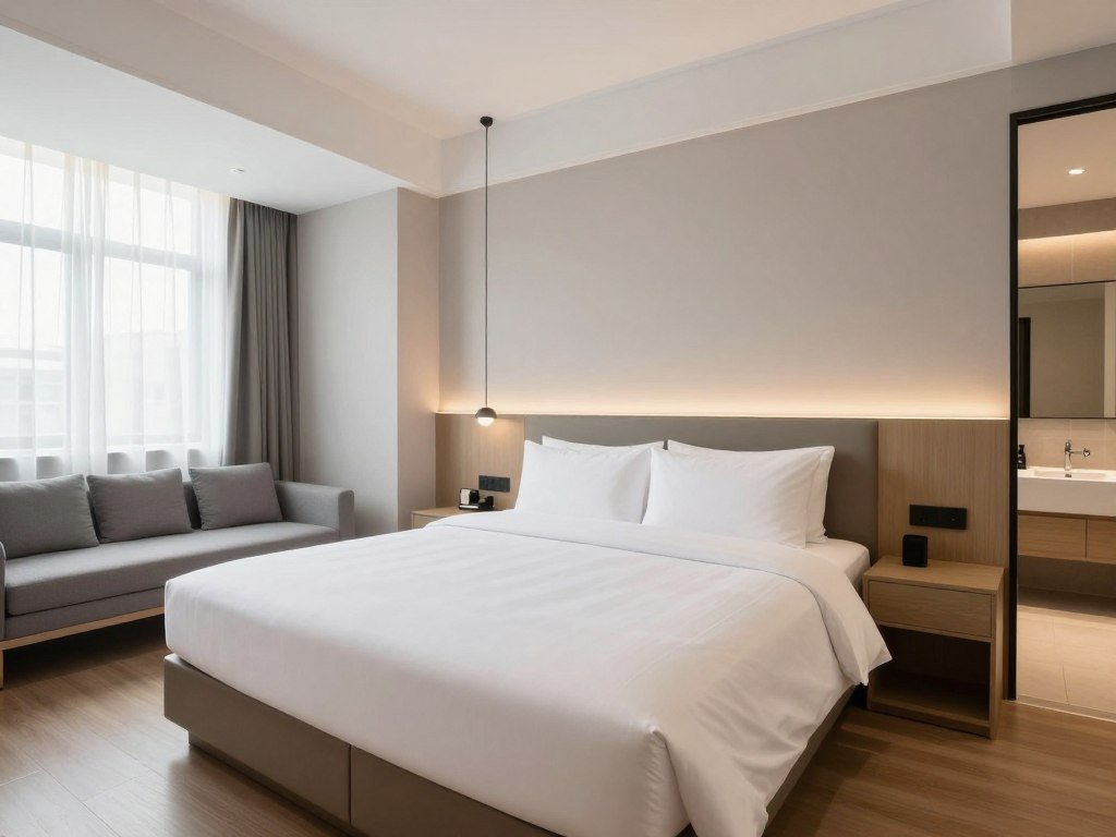 Cozy guest room at Via Hotel with comfortable bedding