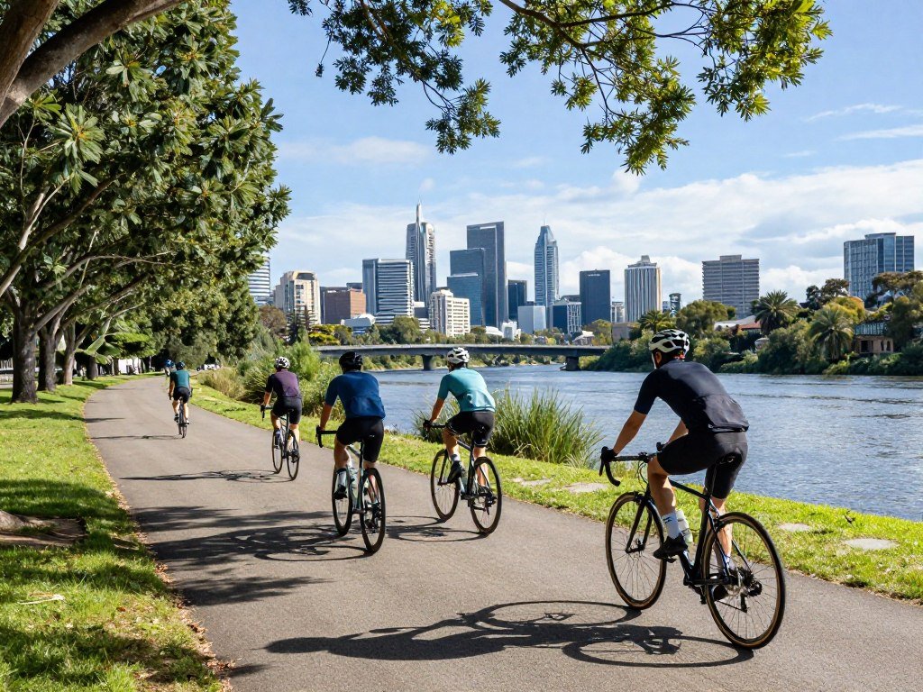 Cyclists on Melbourne's Yarra River bike path