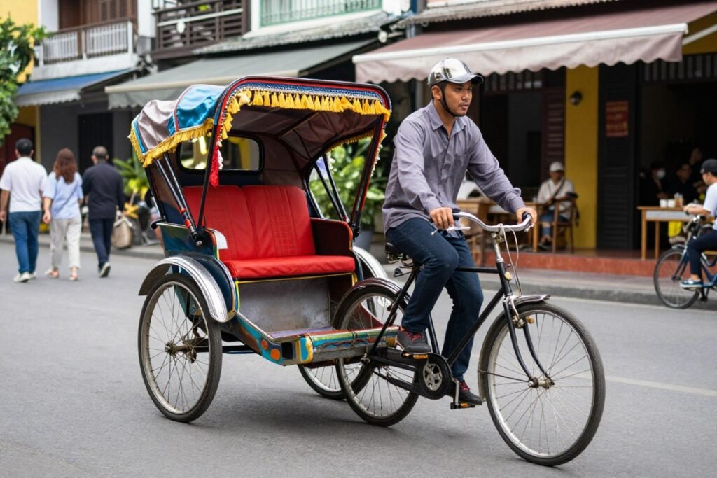 Cyclo (bicycle rickshaw) in Ho Chi Minh City Cyclo (bicycle rickshaw) in Ho Chi Minh City