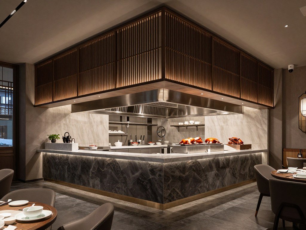 Dadong restaurant modern interior with open kitchen Dadong restaurant modern interior with open kitchen