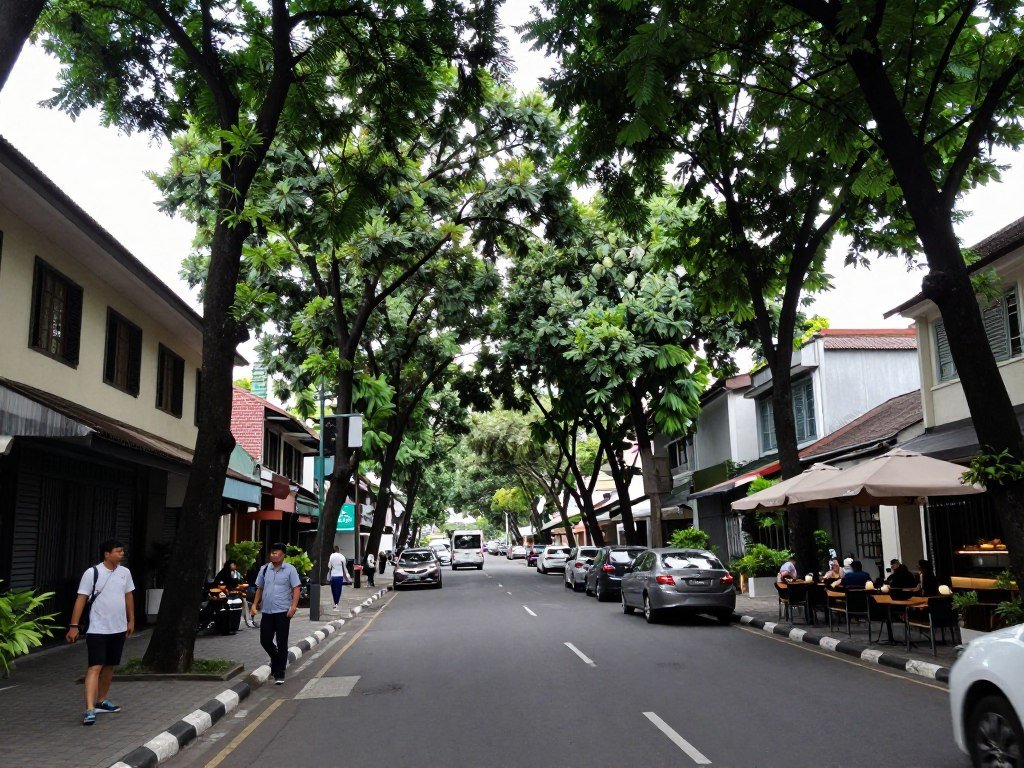 Dago street in Bandung with hotels and shops