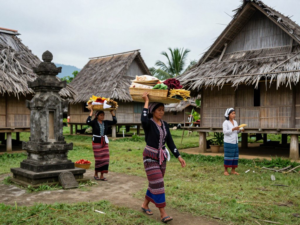 Daily life activities in Penglipuran traditional village