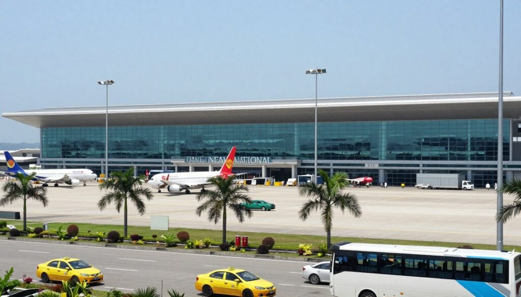Danang International Airport exterior with planes